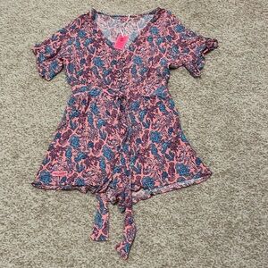 NWT Simply Southern Seahorse and Coral Romper Large